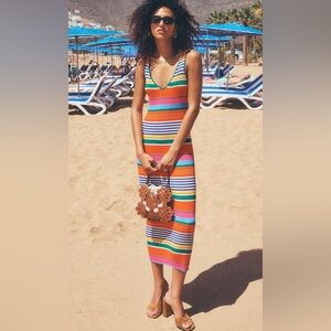 Staud striped rib knit Dana dress XS